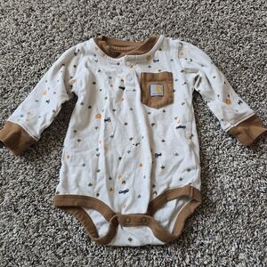 Carhartt Kids' Cream and Brown Patterned Bodysuit